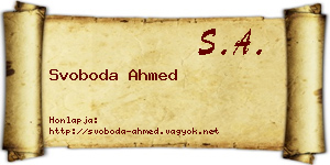 Svoboda Ahmed névjegykártya